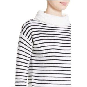 ATM Merino Wool Roll Neck Stripe Sweater Black White Turtleneck Mock Small